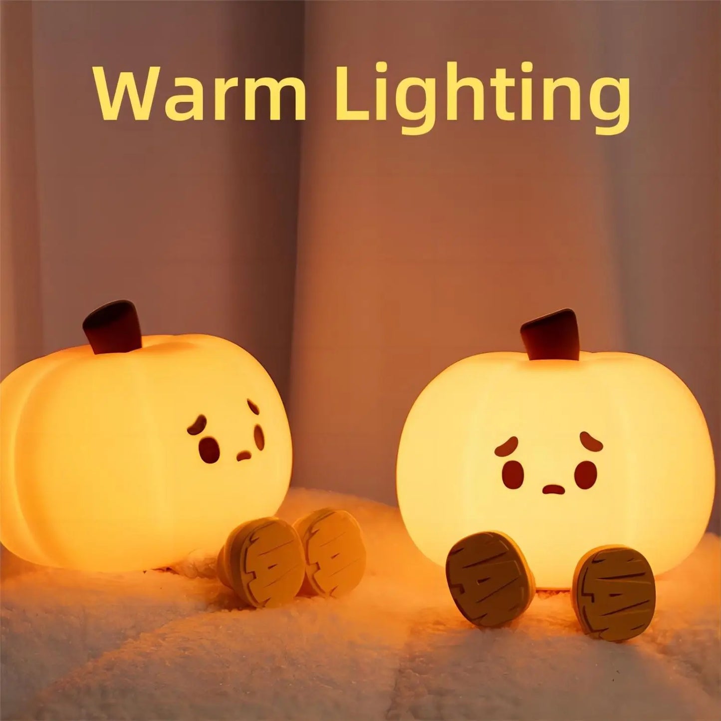 Halloween Pumpkin Night Lights Cute Soft Silicone Safe Lamp Decorations Timing Dimmable Bedside Decor Kids Baby Halloween Gifts