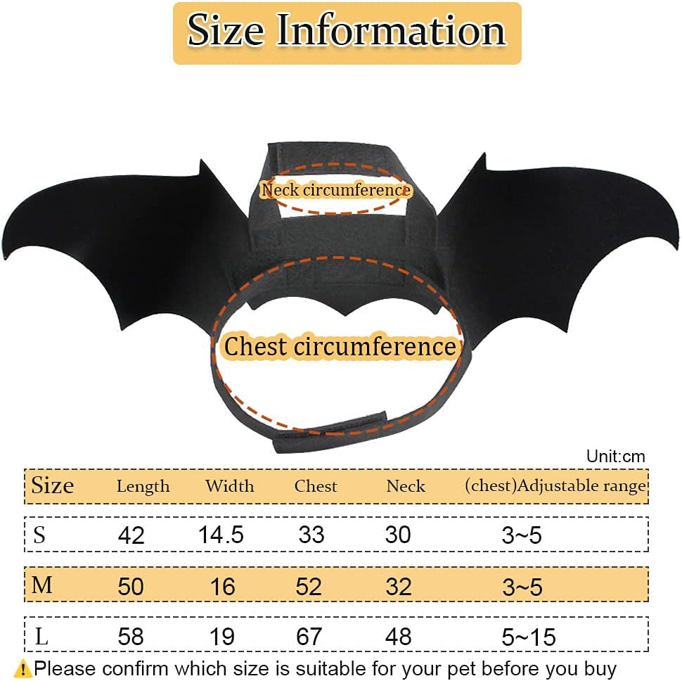 Halloween Dog Cat Costume, Halloween Pet Costume Bat Wings with Pumpkin Bells, Halloween Apparel Cosplay, S