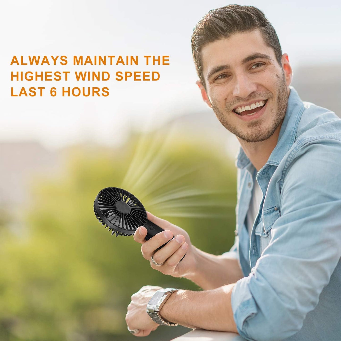 Portable Handheld Fan, 4400Mah Battery Operated Rechargeable Personal Fan, 6-15 Hours Working Time for Outdoor Activities, Summer Gift for Men Women